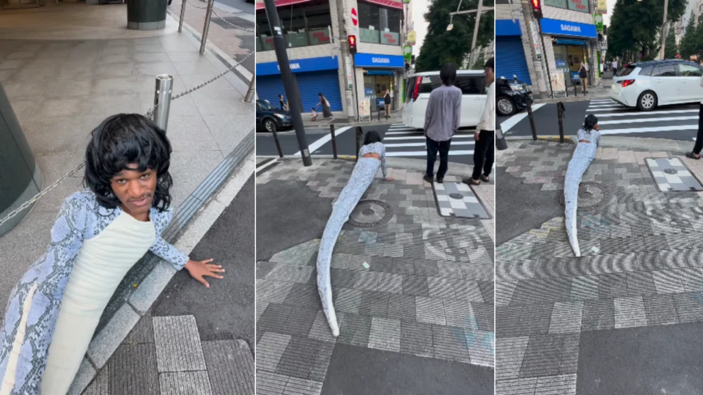 Influencer se ‘convierte en serpiente’ y se arrastra por las calles