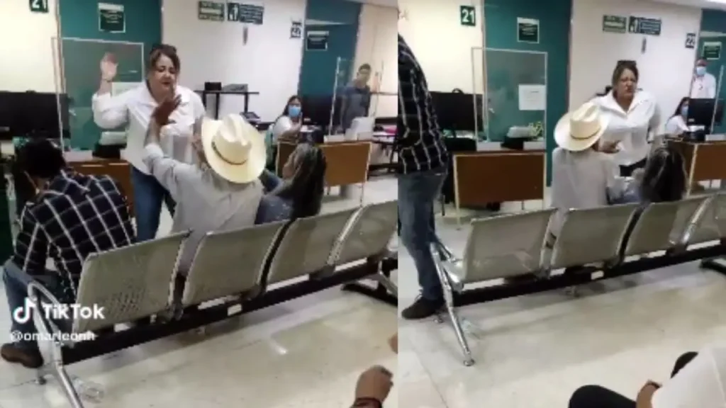 VIDEO: Mujer golpeó a su papá en un hospital; lo encontró con la amante