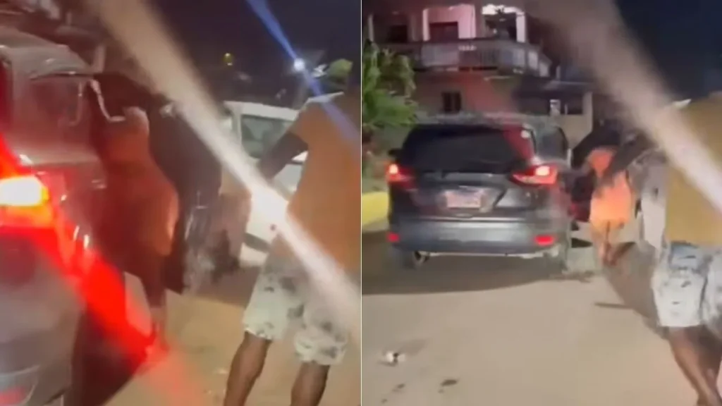 VIDEO: Mujer sorprende a su esposo con amante en plena calle de Roatán