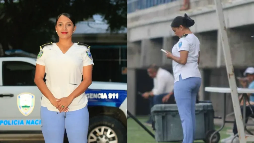 Enfermera policial roba miradas en partido debut del Génesis PN en Liga Nacional