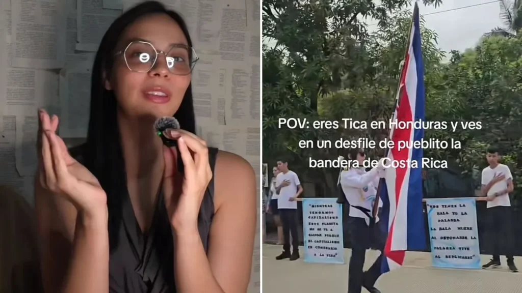 Costarricense se sorprende al ver la bandera de su país en desfile de Honduras