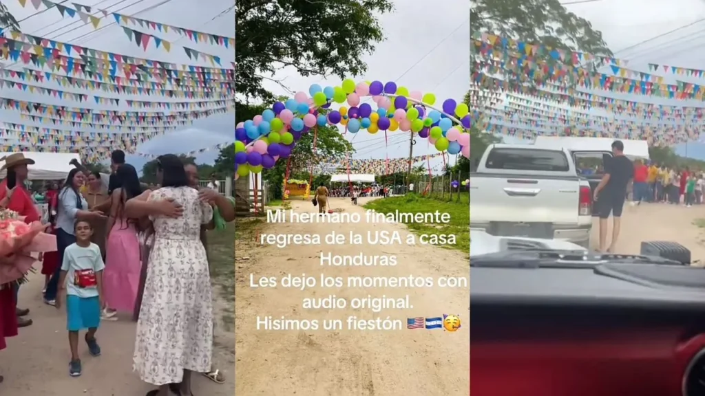 Hondureño regresa de Estados Unidos y su familia lo recibe con ‘fiestón’
