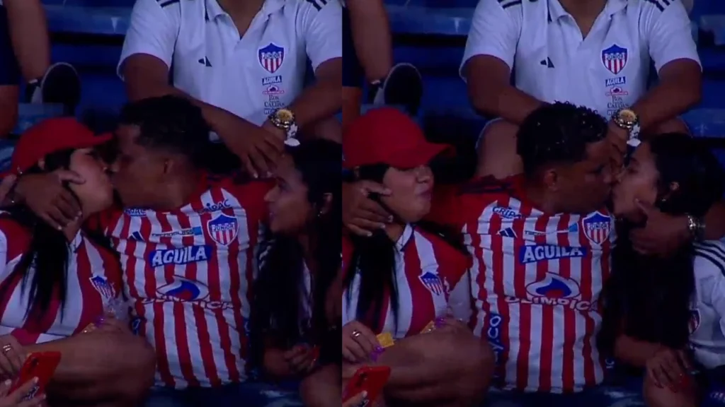 VIDEO: Aficionado es captado besando a dos mujeres en pleno partido