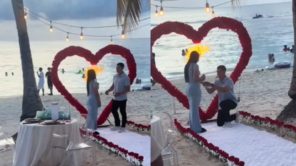 Pareja se compromete frente al mar en Roatán durante Semana Morazánica