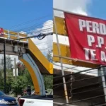 Hondureña sorprende pidiéndole perdón a policía con cartel en puente
