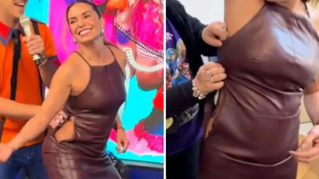 Presentadora sufre accidente en plena transmisión en vivo tras romperse el vestido