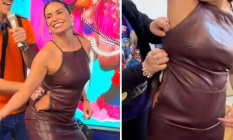 Presentadora sufre accidente en plena transmisión en vivo tras romperse el vestido