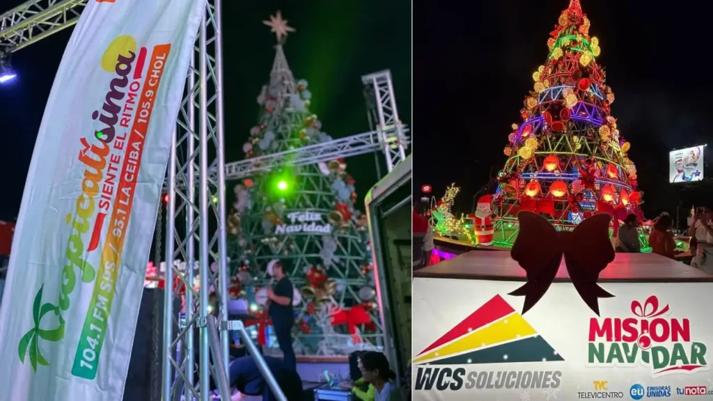 Misión Navidar y Cemplus encienden el árbol navideño más grande de Honduras