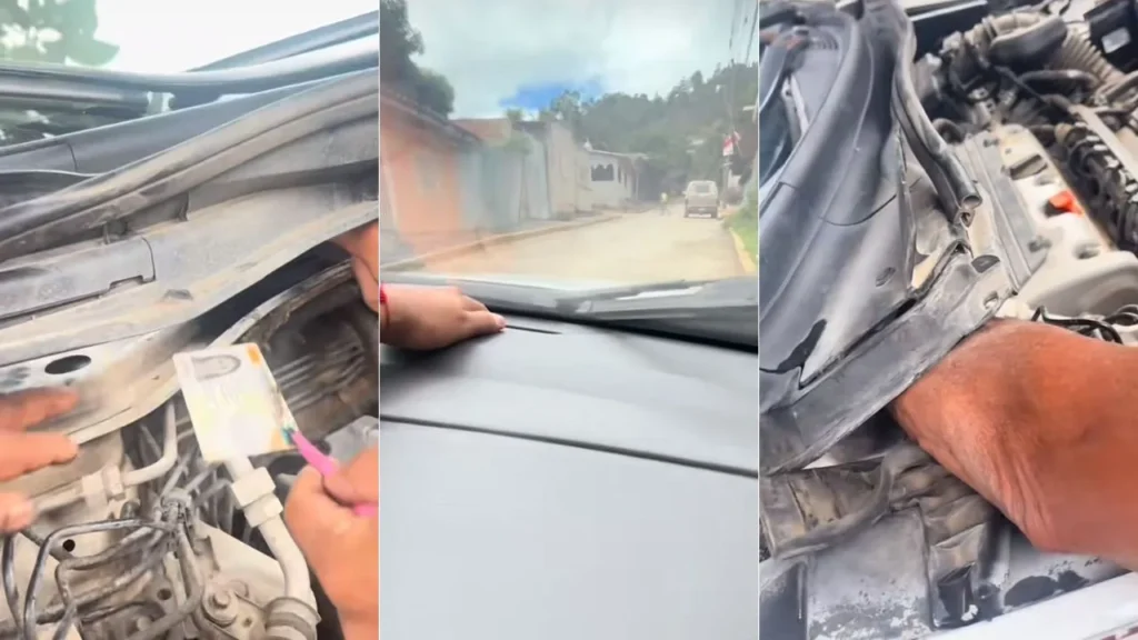 Hondureña rescata su DNI tras quedar atascado en el interior de su vehículo