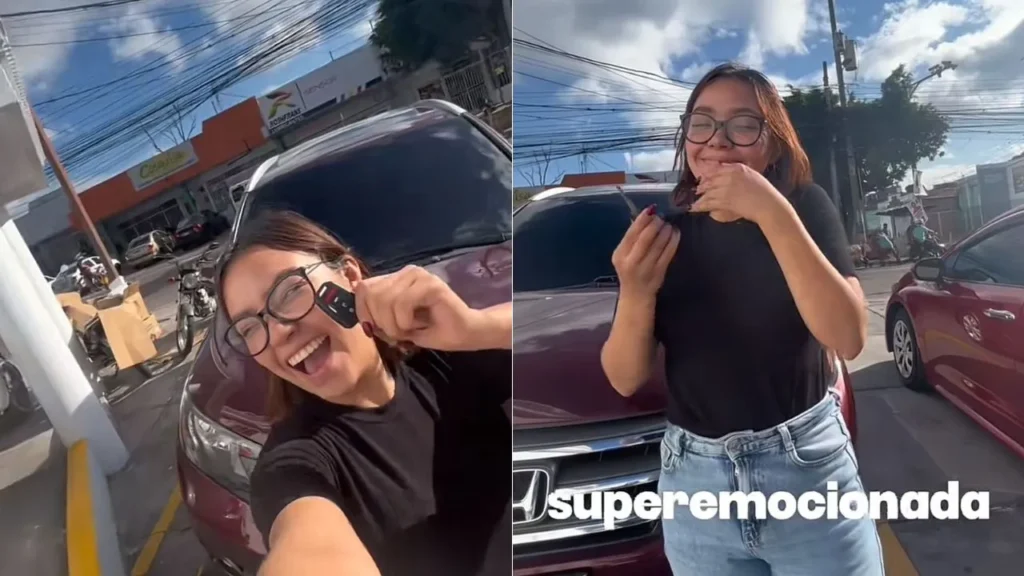 Hondureña se emociona al cumplir su sueño de comprar su propio carro