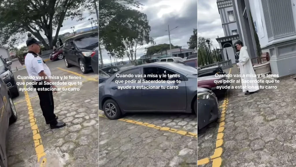 Hondureña pide ayuda a sacerdote para estacionarse en la Basílica de Suyapa
