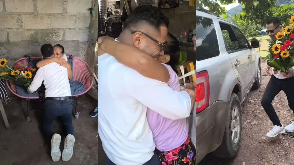 Hondureño sorprende a su madre al regresar a casa tras cuatro años lejos