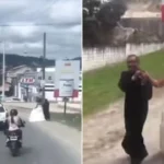 Pareja pasea con traje de bodas por las calles de Santa Rosa de Copán