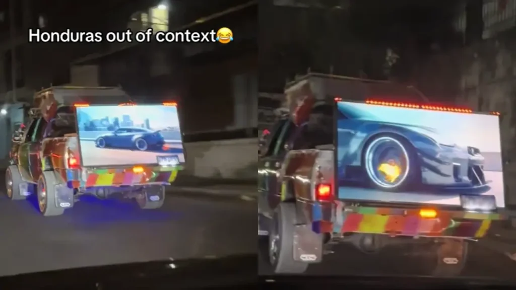 ‘Pa ver la novela’: hondureño ‘coloca’ un plasma en la paila de su carro