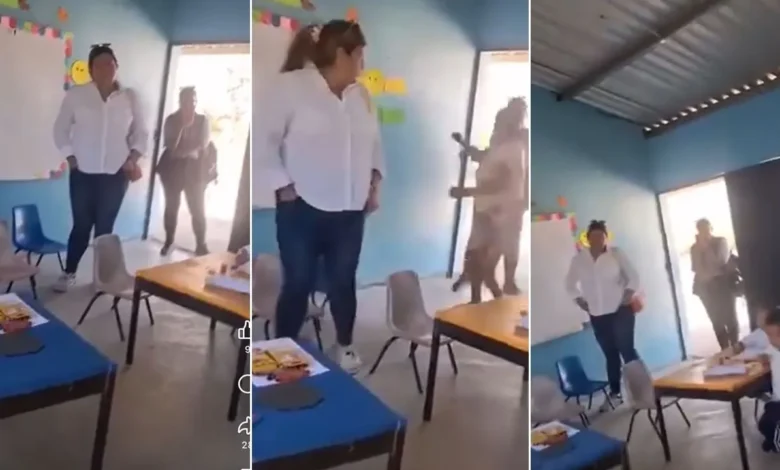 VIDEO: Maestra y madre de familia se van a los golpes en escuela de El Paraíso