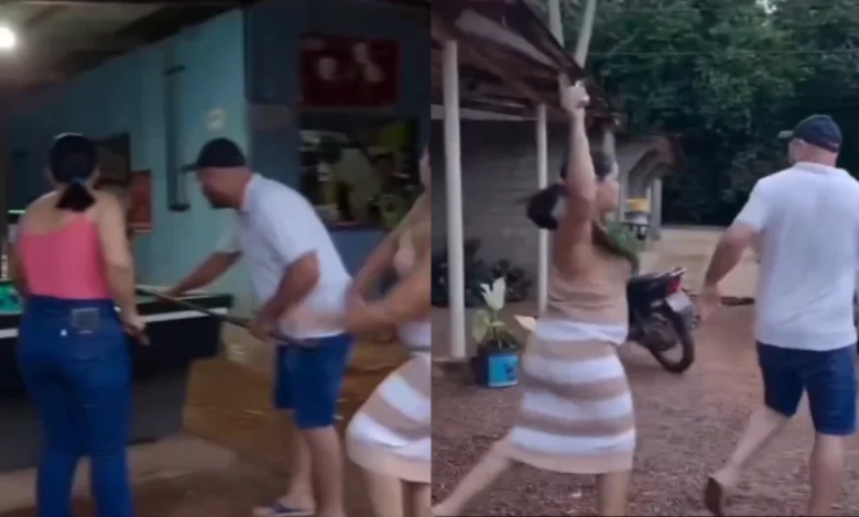 VIDEO: Mujer fajea a su esposo tras sorprenderlo con la supuesta amante