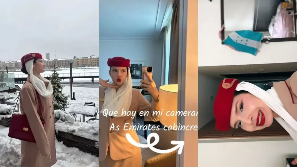 Videos: Hondureña brilla como azafata en reconocida aerolínea árabe