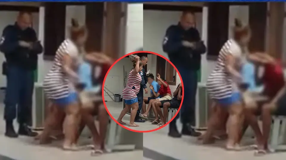VIDEO|¡El poder de la chancla! Madre golpea a su hijo detenido por robar un carro